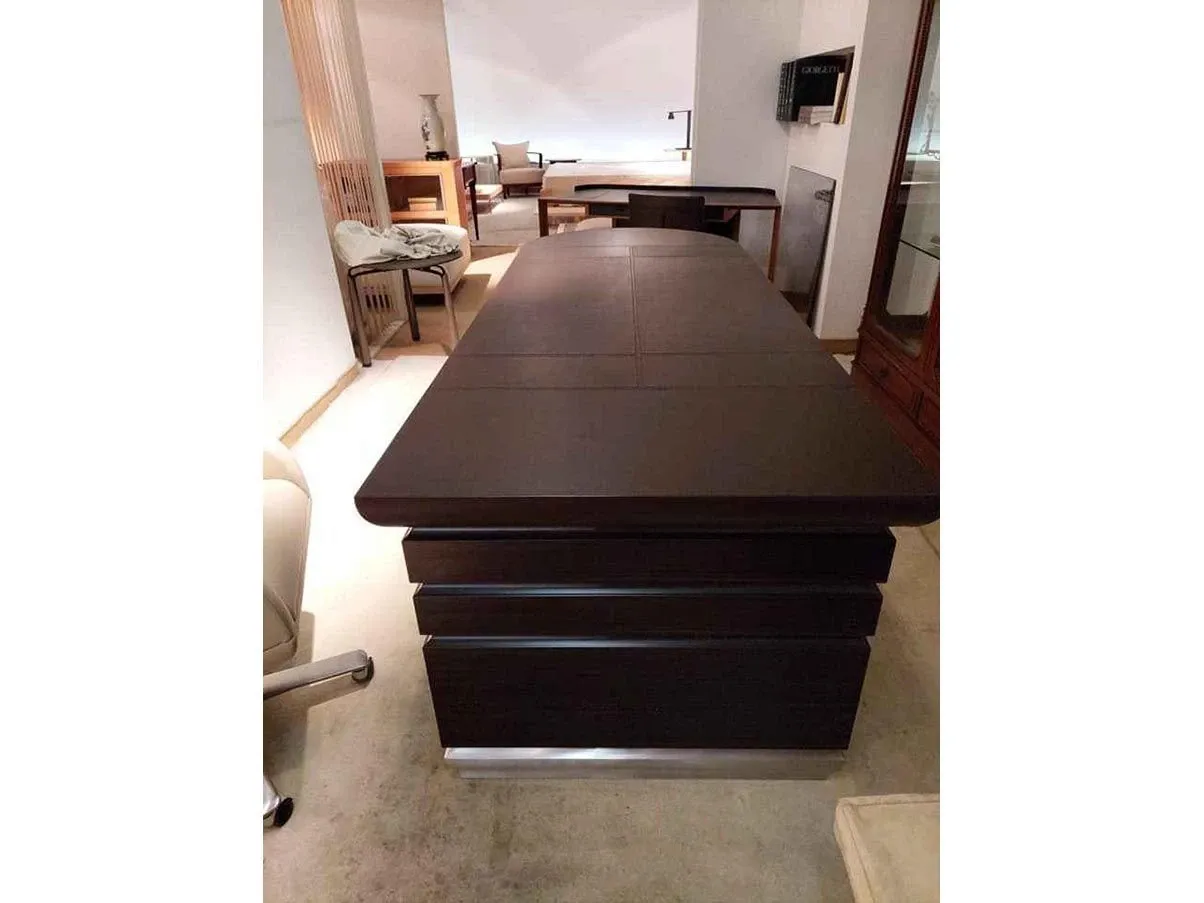 Scriptor desk in ebony wood and leather (brown), Giorgetti 3