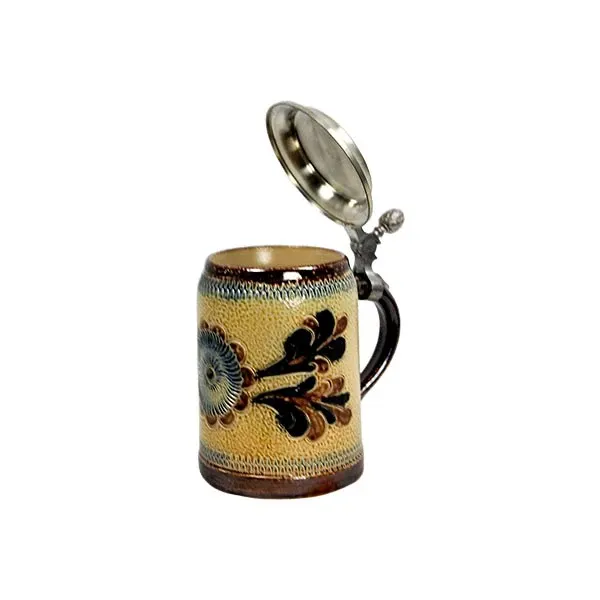 Ceramic beer mug with tin lid image