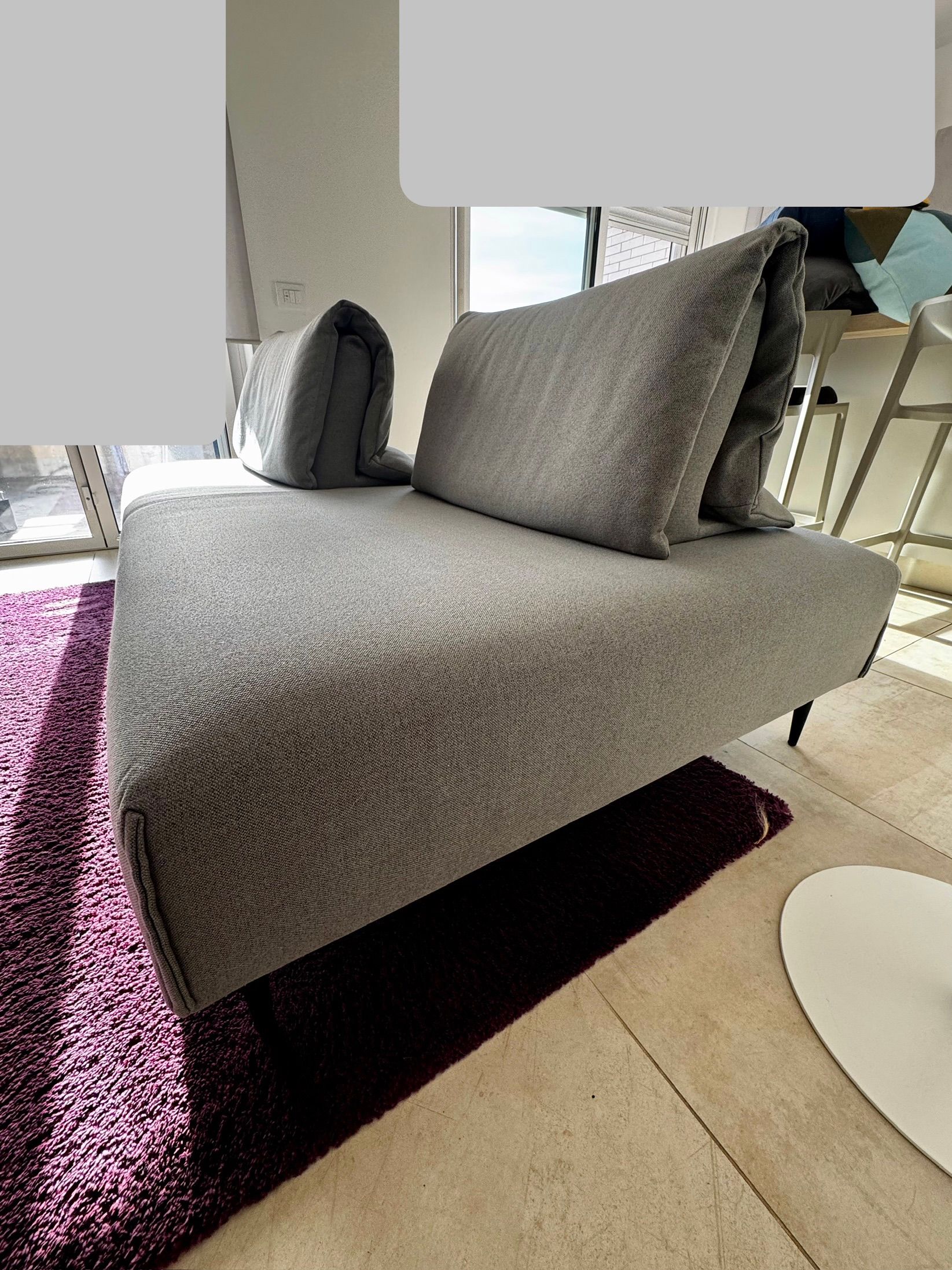 2 Seater Grey Fabric Sofa "Abbraccio" Defects