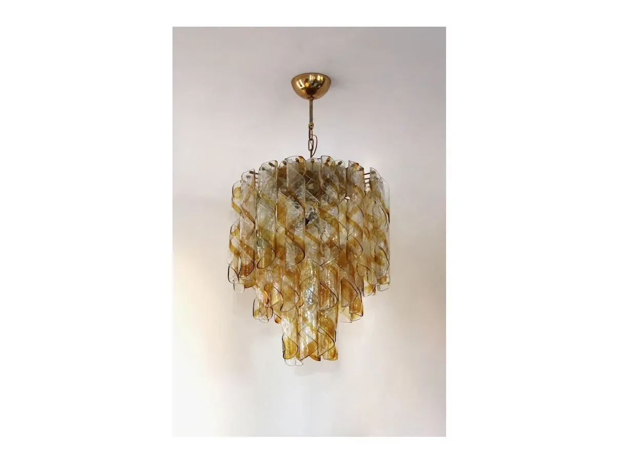 Image of Lampadario a sospensione ambra vintage (anni'70),