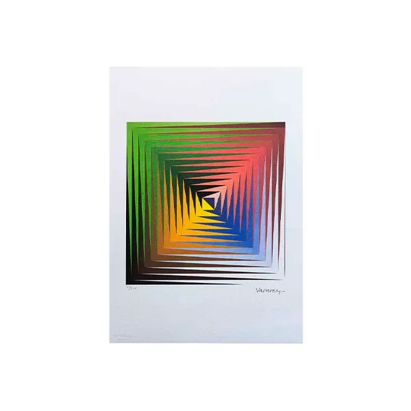 Vintage Lithograph by Victor Vasarely Vonal Prim (1970s) image