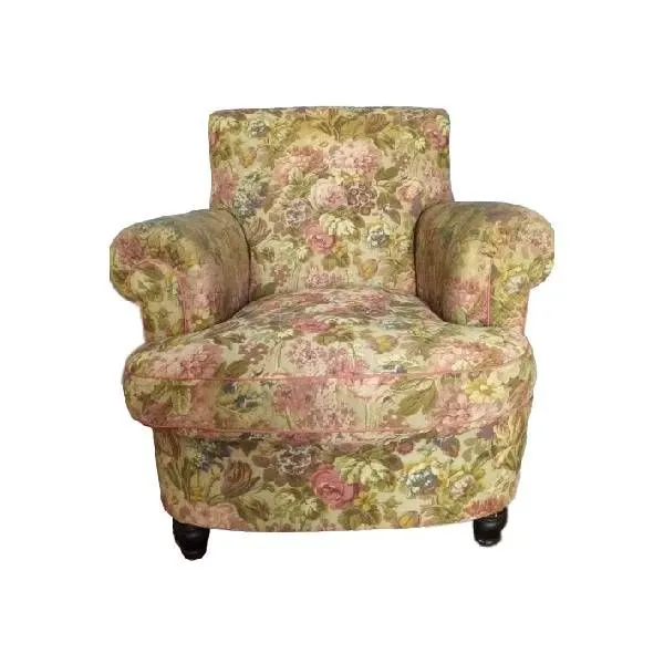 Vintage fabric armchair with floral decorations (1930s), image