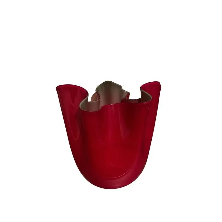Fazzoletto red opaline glass vase, Venini  image