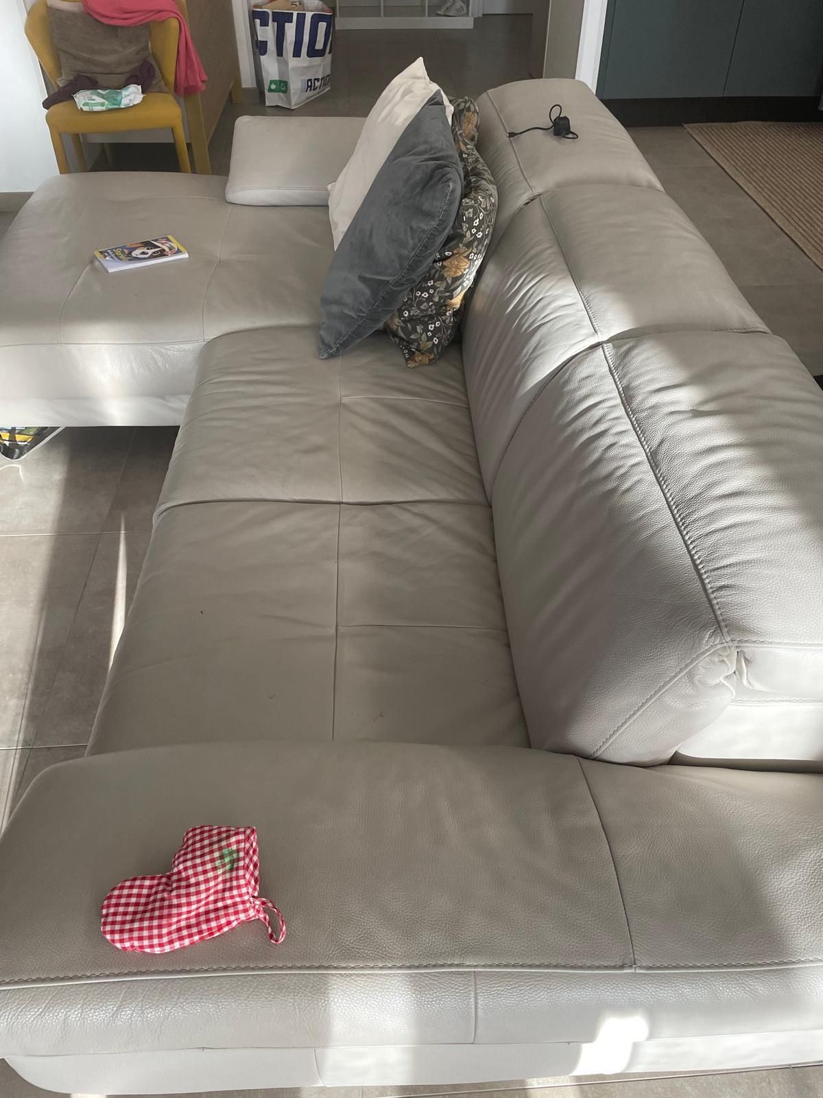 Divano 3 posti  in pelle primo fiore (beige), Natuzzi 7