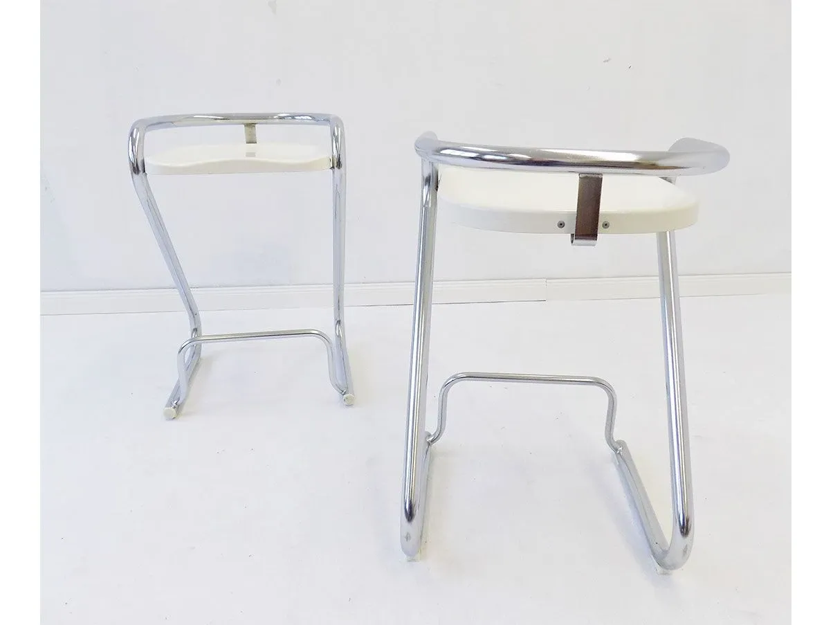 Set of 2 stools S70-3 in chromed metal (white) 2