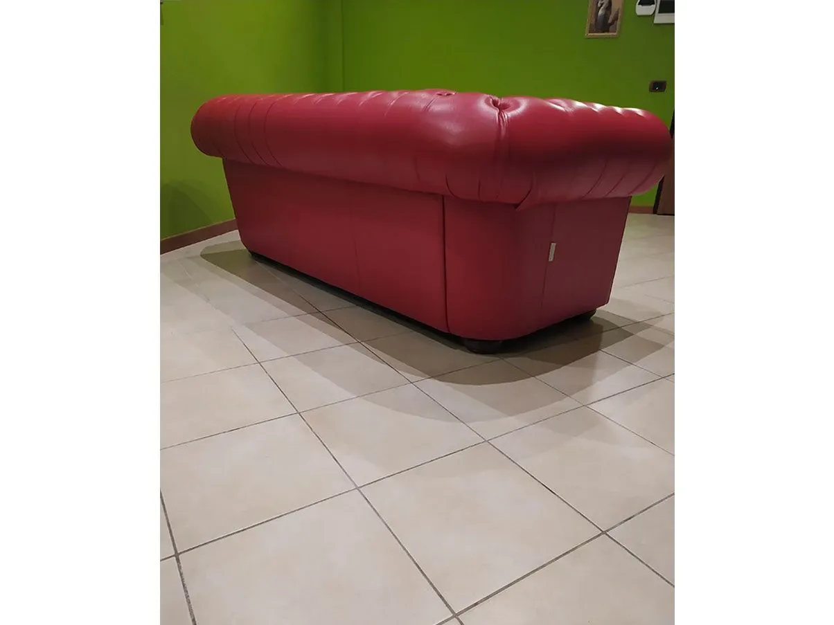 Chesterfield Sofa 3-Sitzer aus Leder (rot) 3