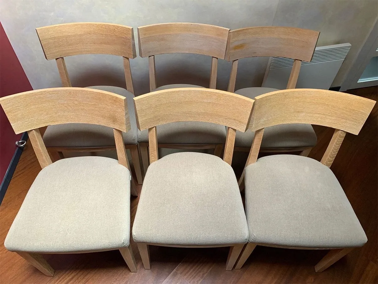 Set of 6 chairs with curved backrest in oak wood, B&B Italia 4