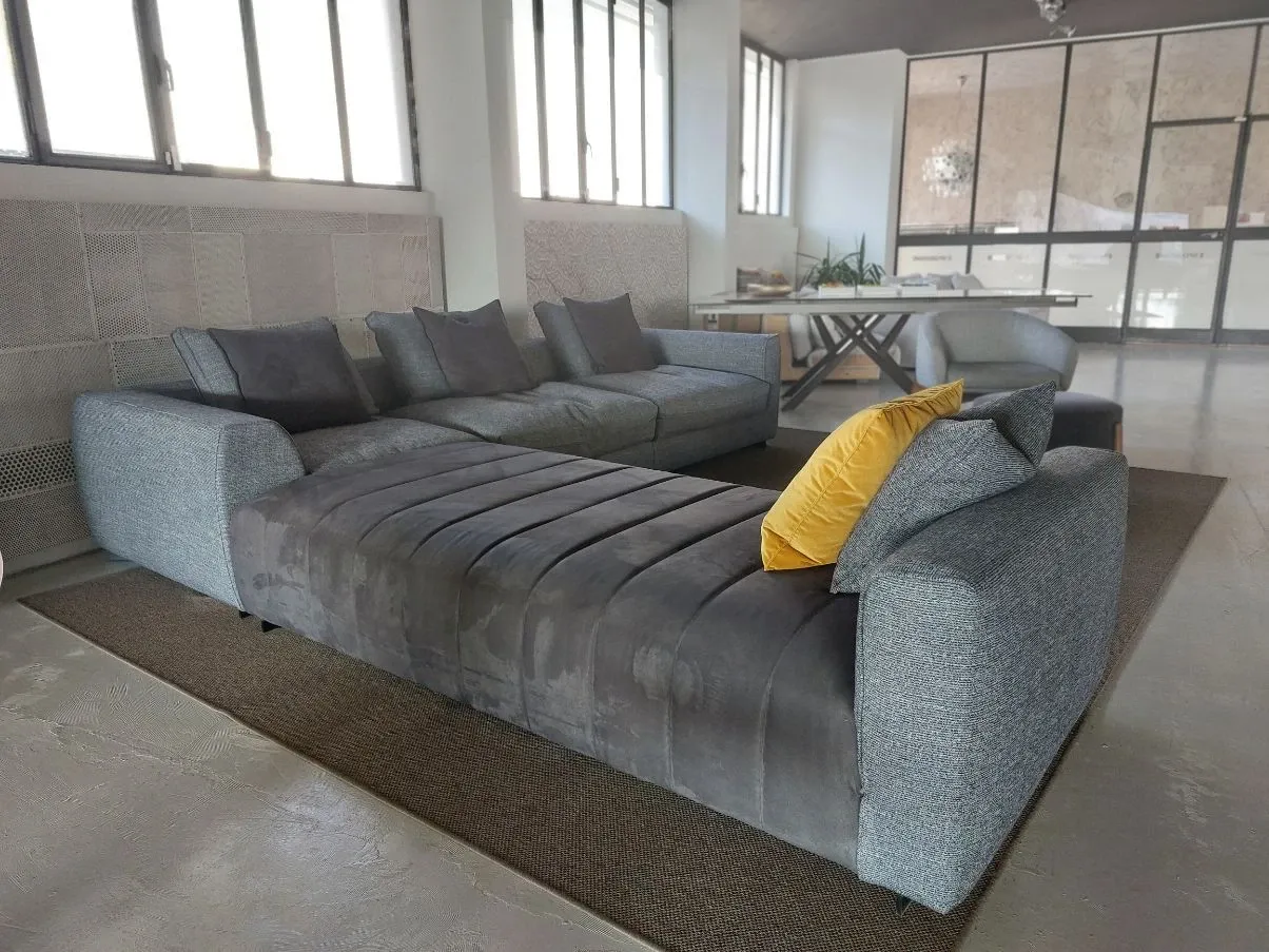 Capetown sofa with peninsula in gray fabric, CTS Salotti 1