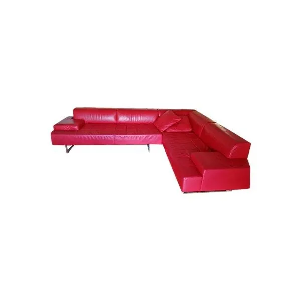 Quadra modular sofa in red leather, Poltrona Frau image