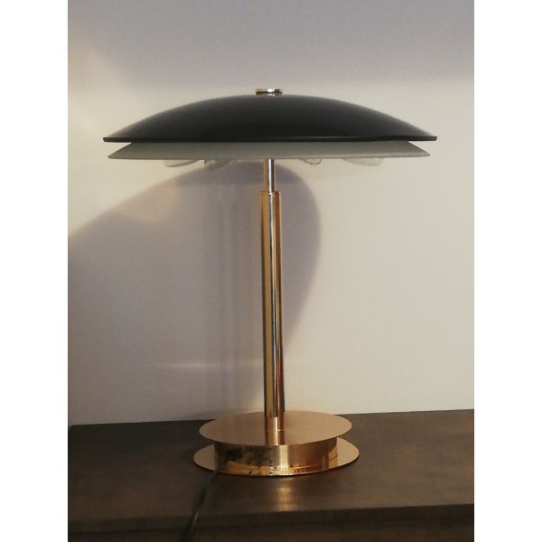 Bis Tris brass table lamp, FontanaArte image