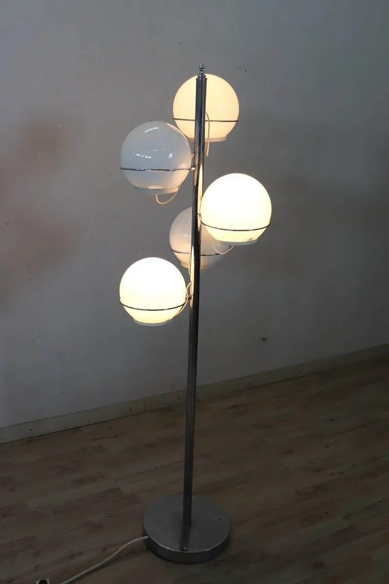 Vintage 1960s floor lamp in chromed metal, 2