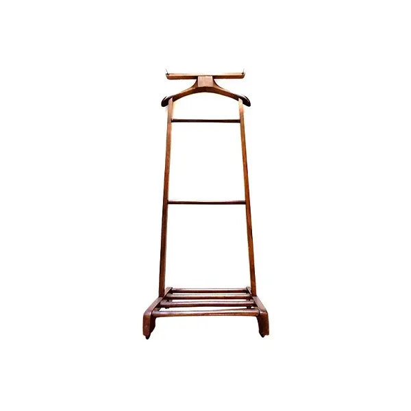 Vintage valet stand in lacquered wood with wheels, image