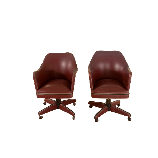 Set of 2 burgundy Umberto Mascagni armchairs 1950s, image