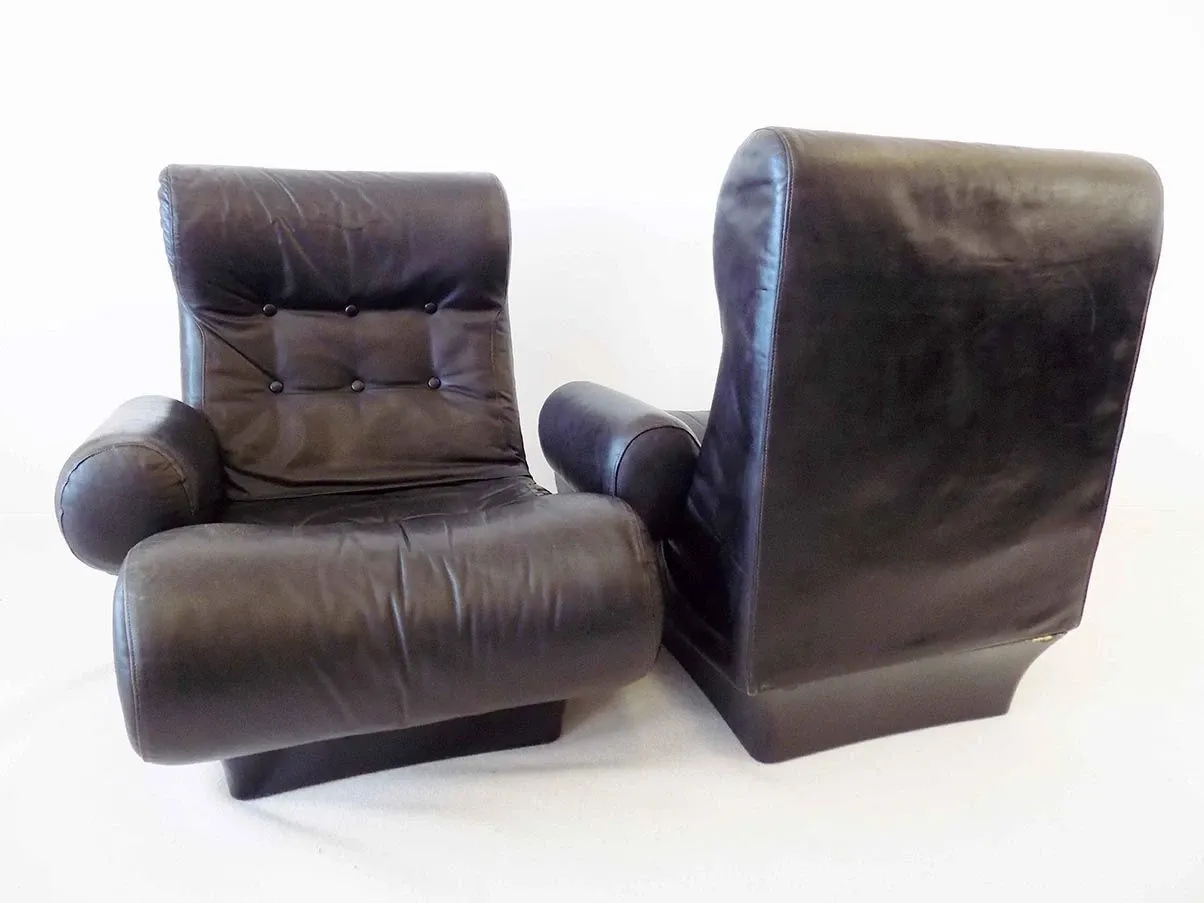 Set of 2 modular armchairs Sofalette leather (black), Otto Zapf 2