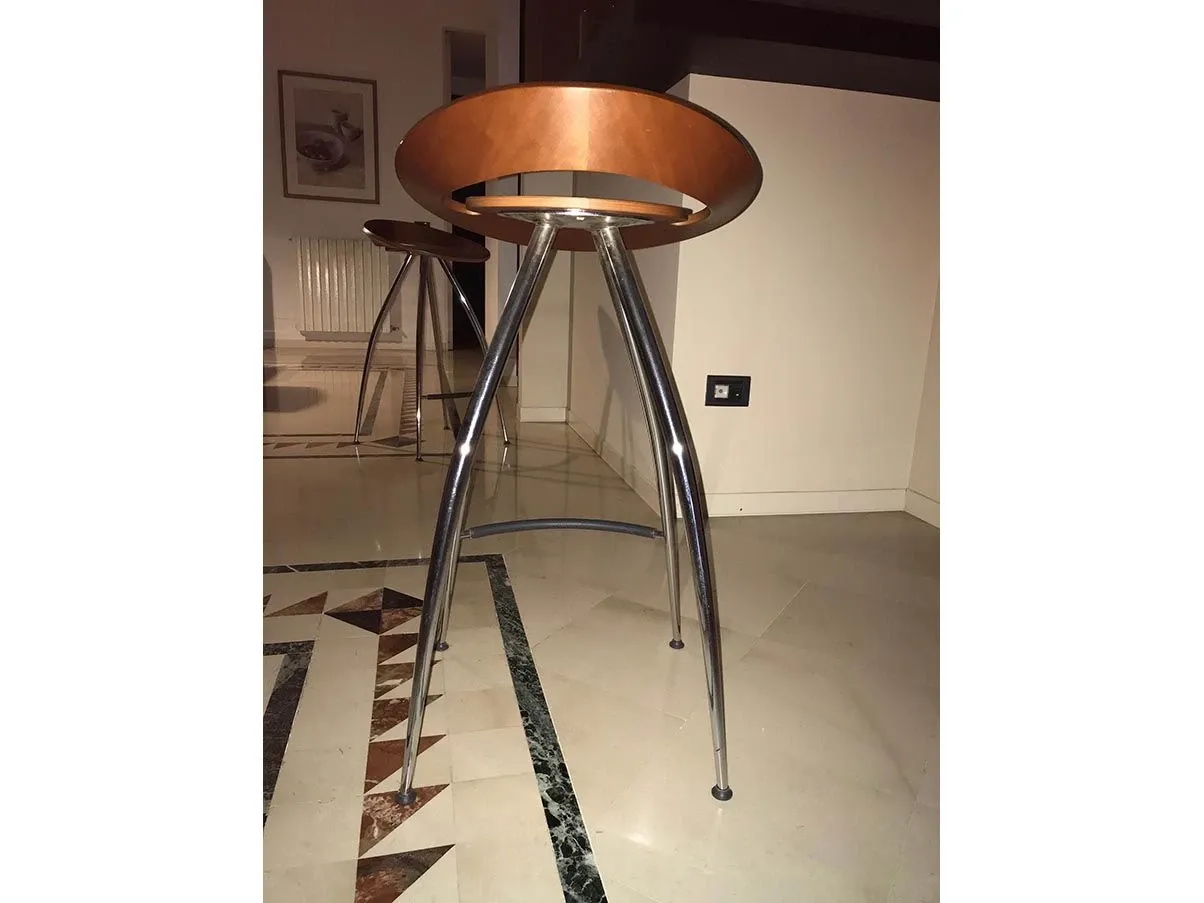 Set of 2 Lyra stools in chromed steel and wood, Magis 4