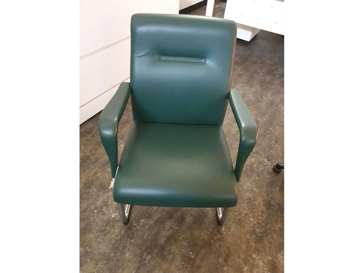 Forum sled armchair in leather (green), Poltrona Frau 