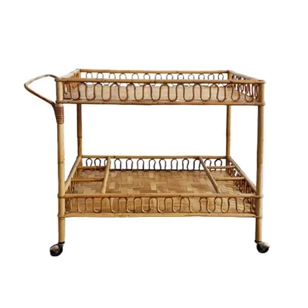 1960s bamboo and rattan bar trolley by Franco Albini, image