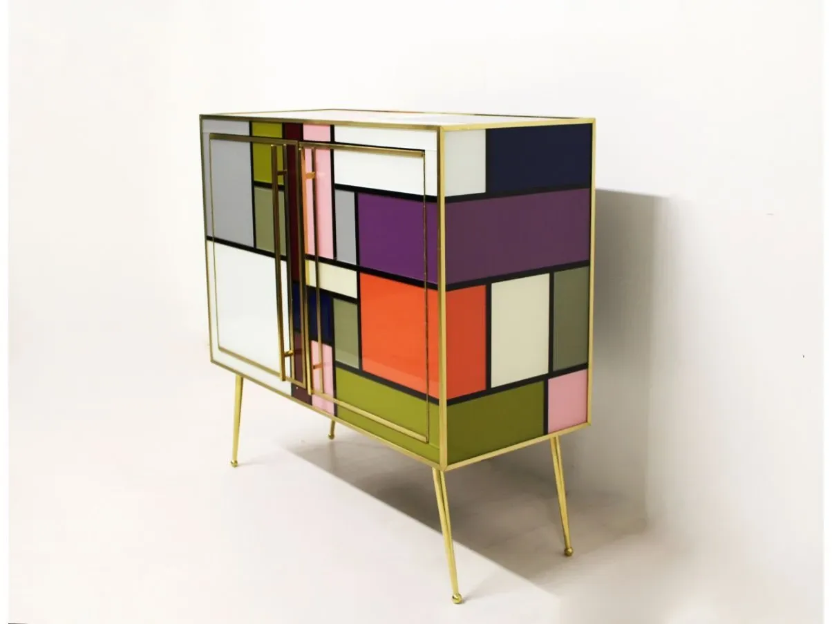 Madia vintage in vetro e ottone (anni'70) 1