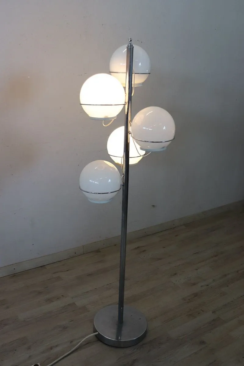 Vintage 1960s floor lamp in chromed metal, 4