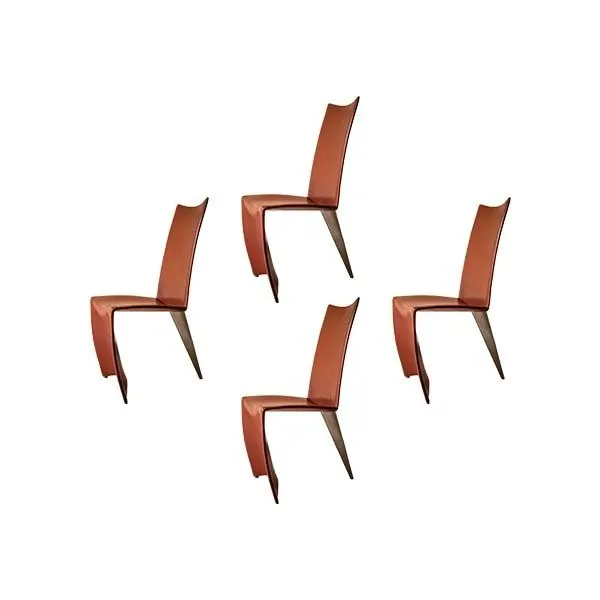 Set of 4 Ed Archer chairs in leather, Driade image