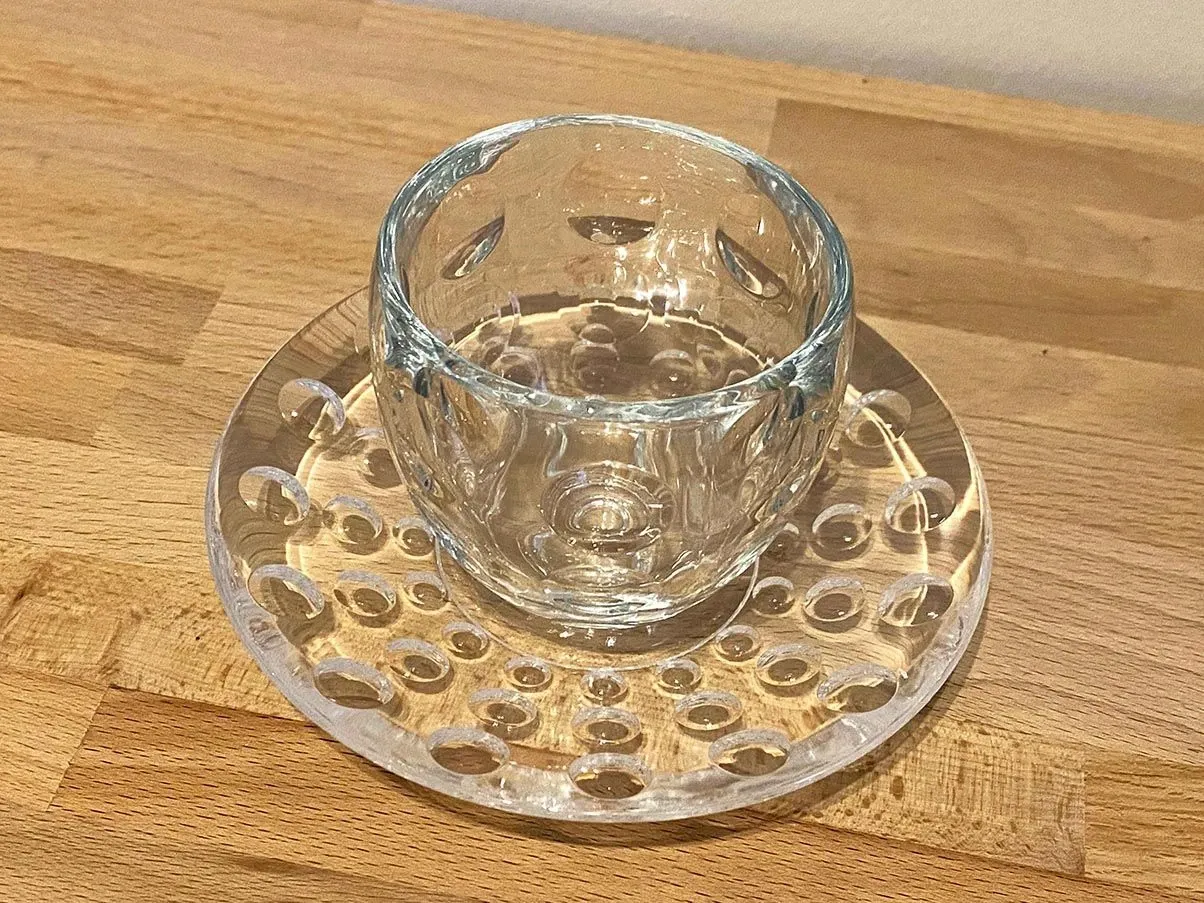 Set 4 tazzine da caffè Venice in vetro con piattino 