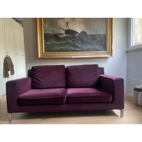 Divano 2 posti Lido in velluto bordeaux image