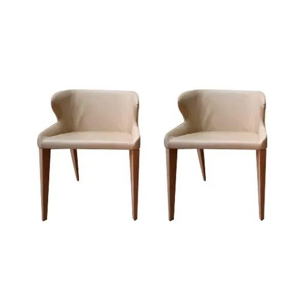 Set of 2 Leila leather armchairs (beige), Pedrali image