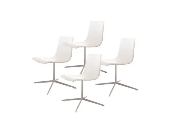 Set 4 Ice chairs in leather (white) 3