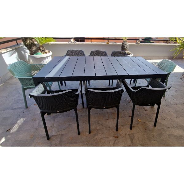 Outdoor set of Rio extendable table and 8 Net armchairs, Nardi image
