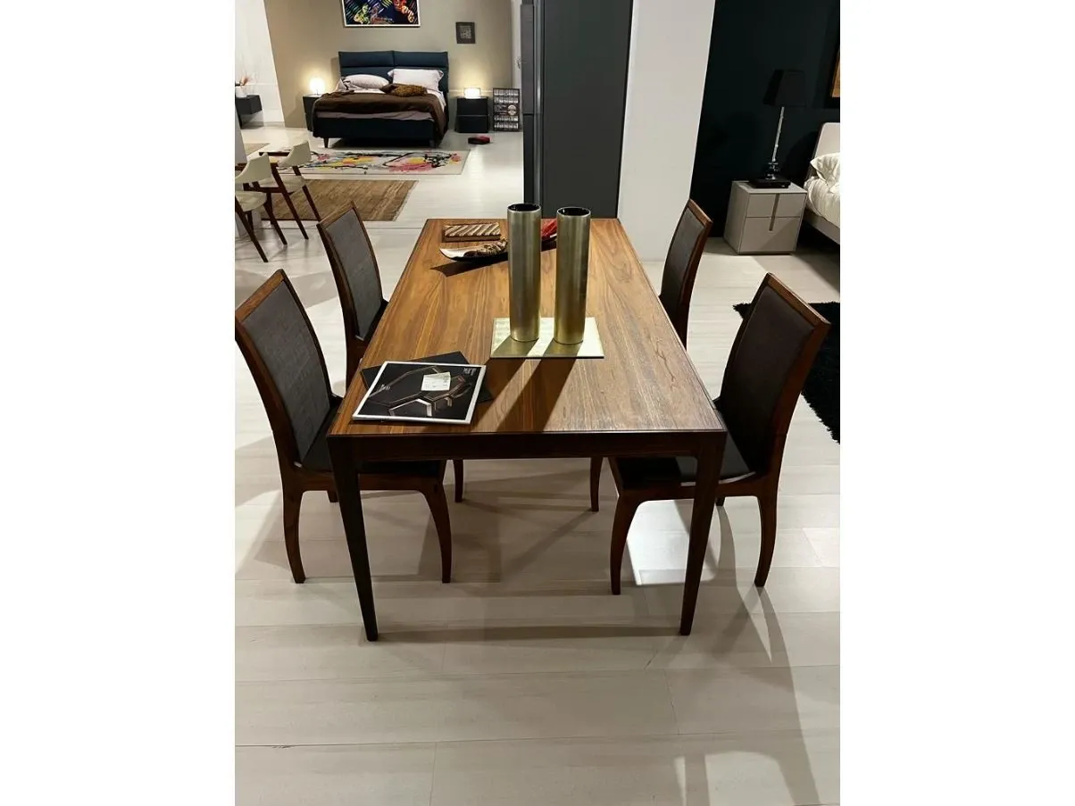 Set of 4 chairs in walnut and fabric, Arte Botto 8