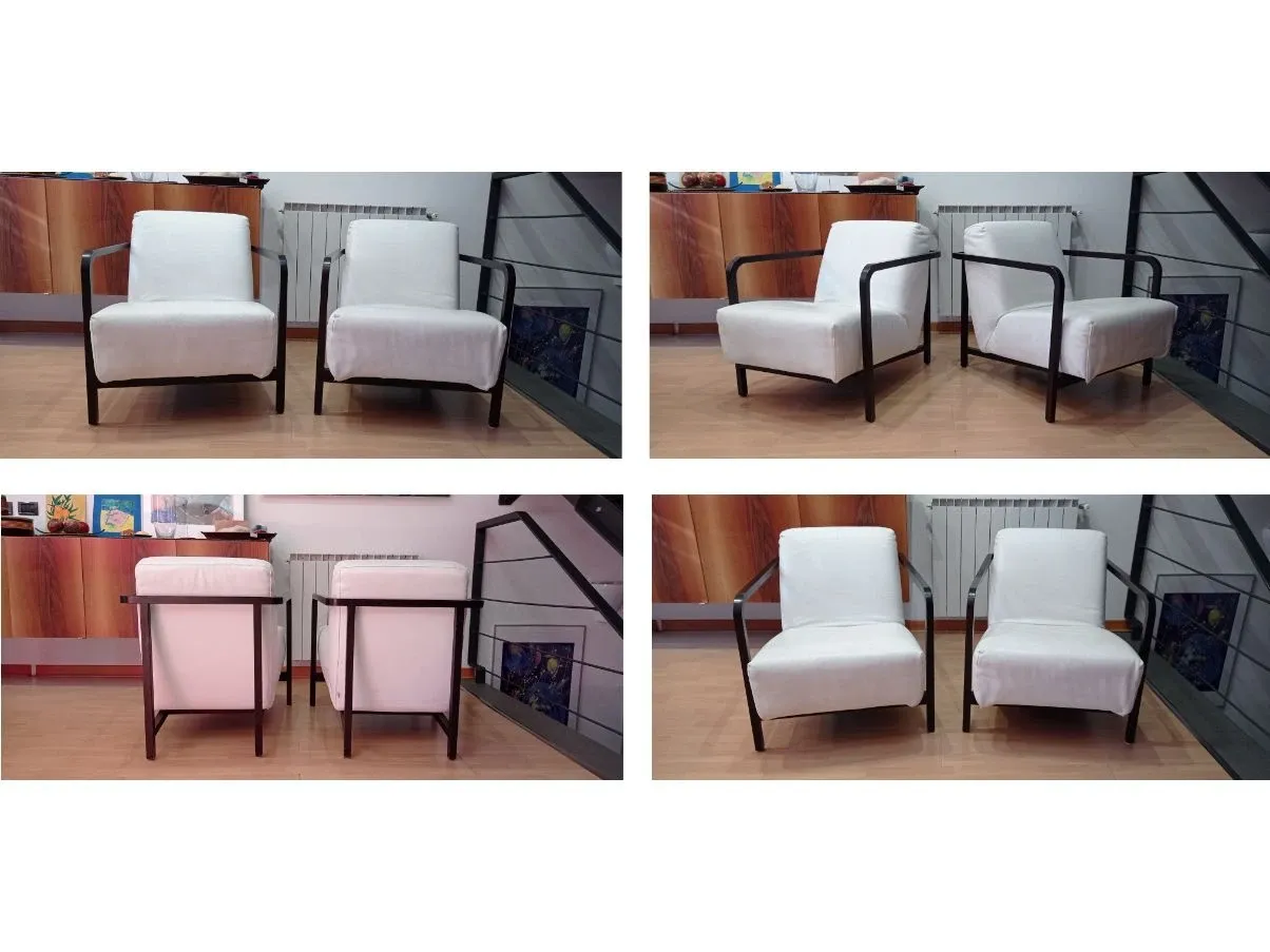 Set of 2 Gilda armchairs in white leather, Porada 4