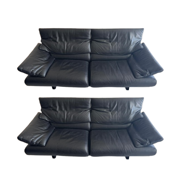 Set divani 2 e 3 posti Alanda in pelle nera di Paolo Piva  image