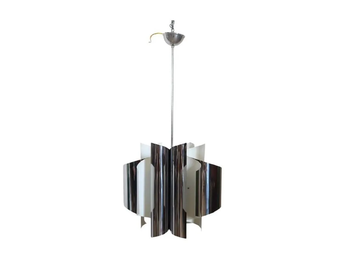 Space Age chandelier with 6 lights in vintage steel (1970s), image
