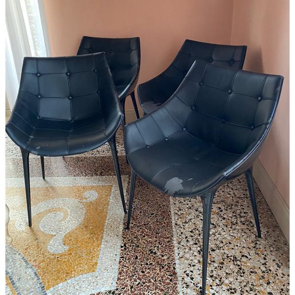 Set of 4 black Passion armchairs in eco-leather and glossy shell, Cassina image