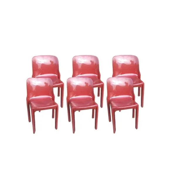 Set 6 vintage Selene chairs by Magistretti (red), Artemide image