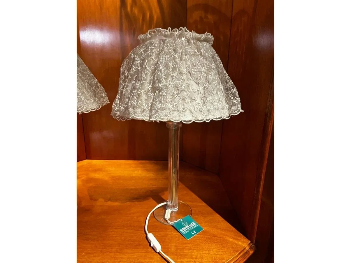 Set of 2 table lamps in glass and fabric, Interni Luce 3