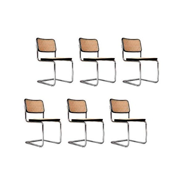 Set of 6 Cesca chairs by Marcel Breuer in steel and straw, Alivar image