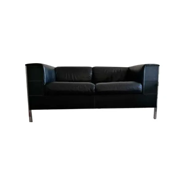 Talus 2 seater sofa in leather and metal (black), Poltrona Frau image