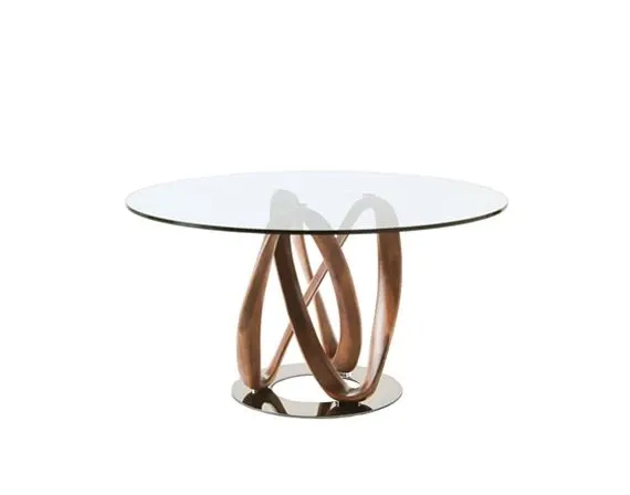 Infinity dining table with walnut wood base 