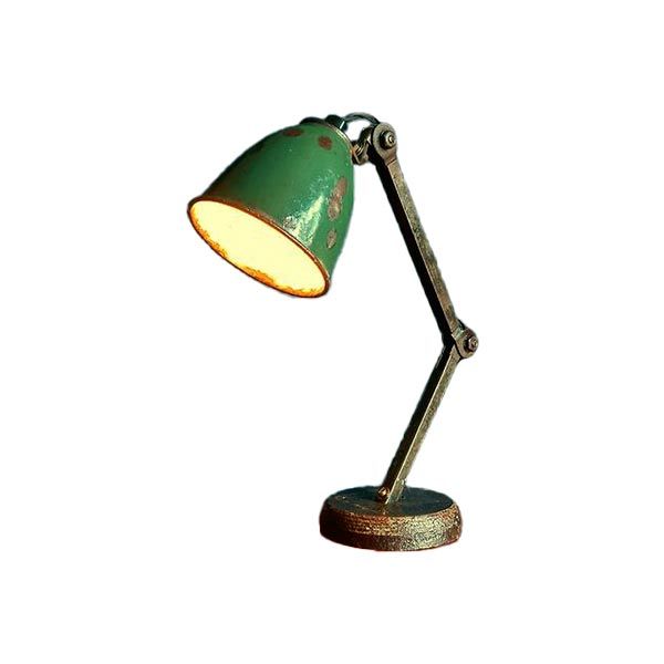 Vintage green metal table lamp, image