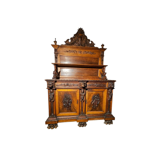 Mobile contenitore in legno di noce massello di Valentino Besarel ('800), image