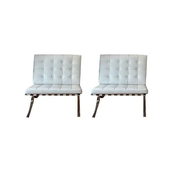 Set of 2 Barcelona 334 leather armchairs (white), Alivar 7