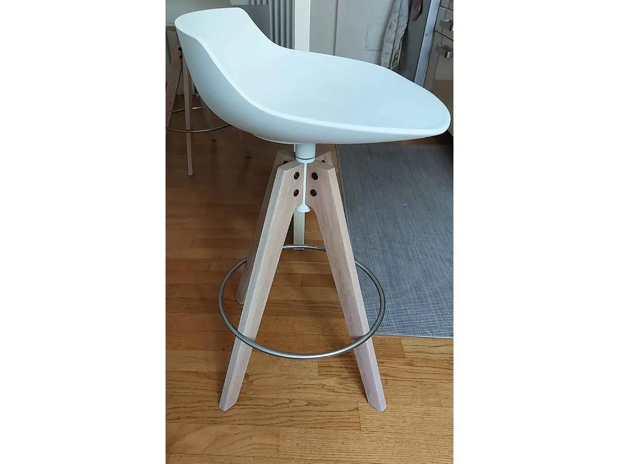 Flow stool set 2 polycarbonate and wood (white), MDF Italia 3