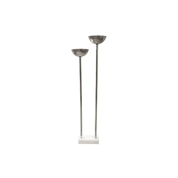 Vintage floor lamp in chromed metal and marble (1980s), image