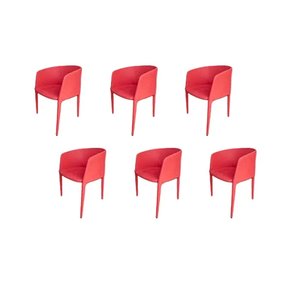 Set of 6 Achille armchairs in fabric (red), MDF Italia image