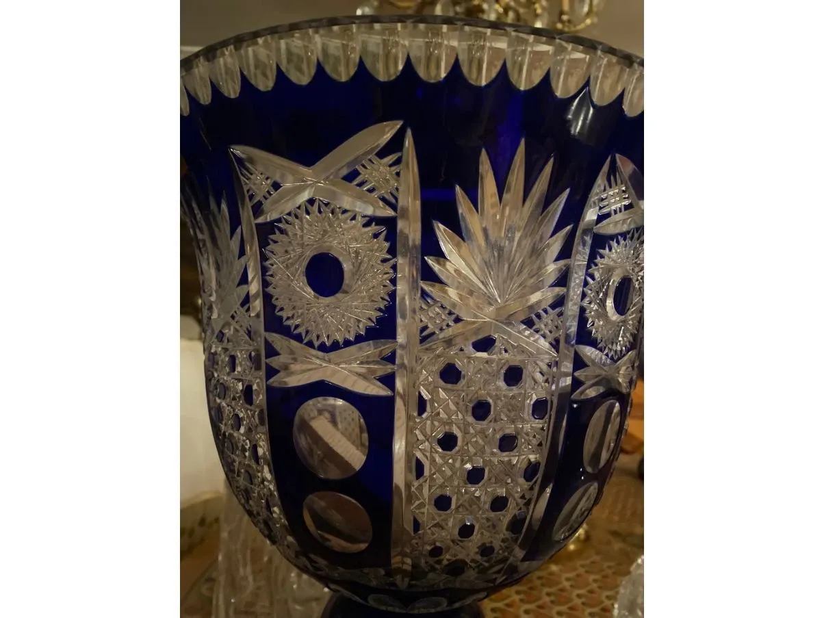 Vintage blue glass vase, 3