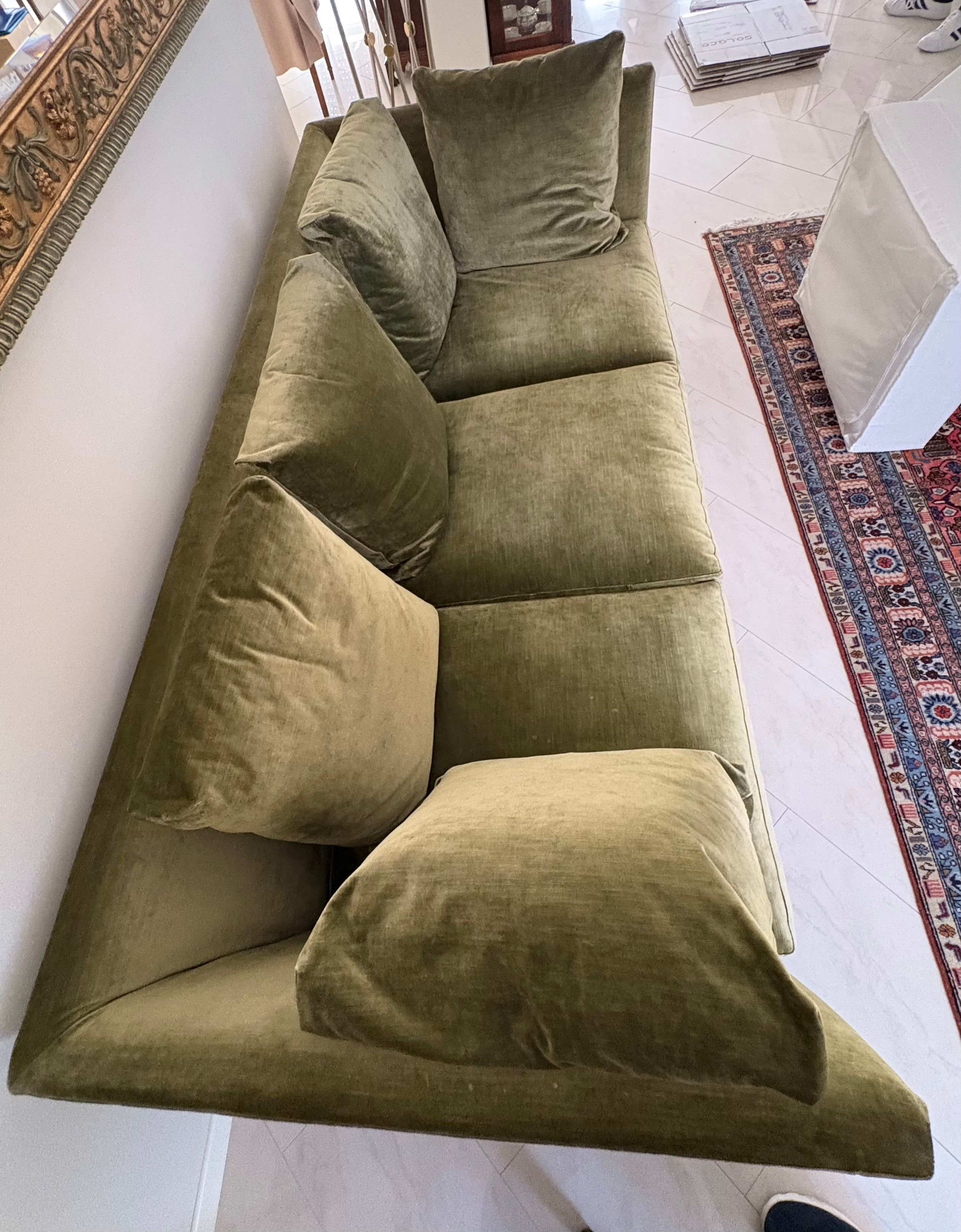 Divano 3 posti in velluto verde, Flexform Side