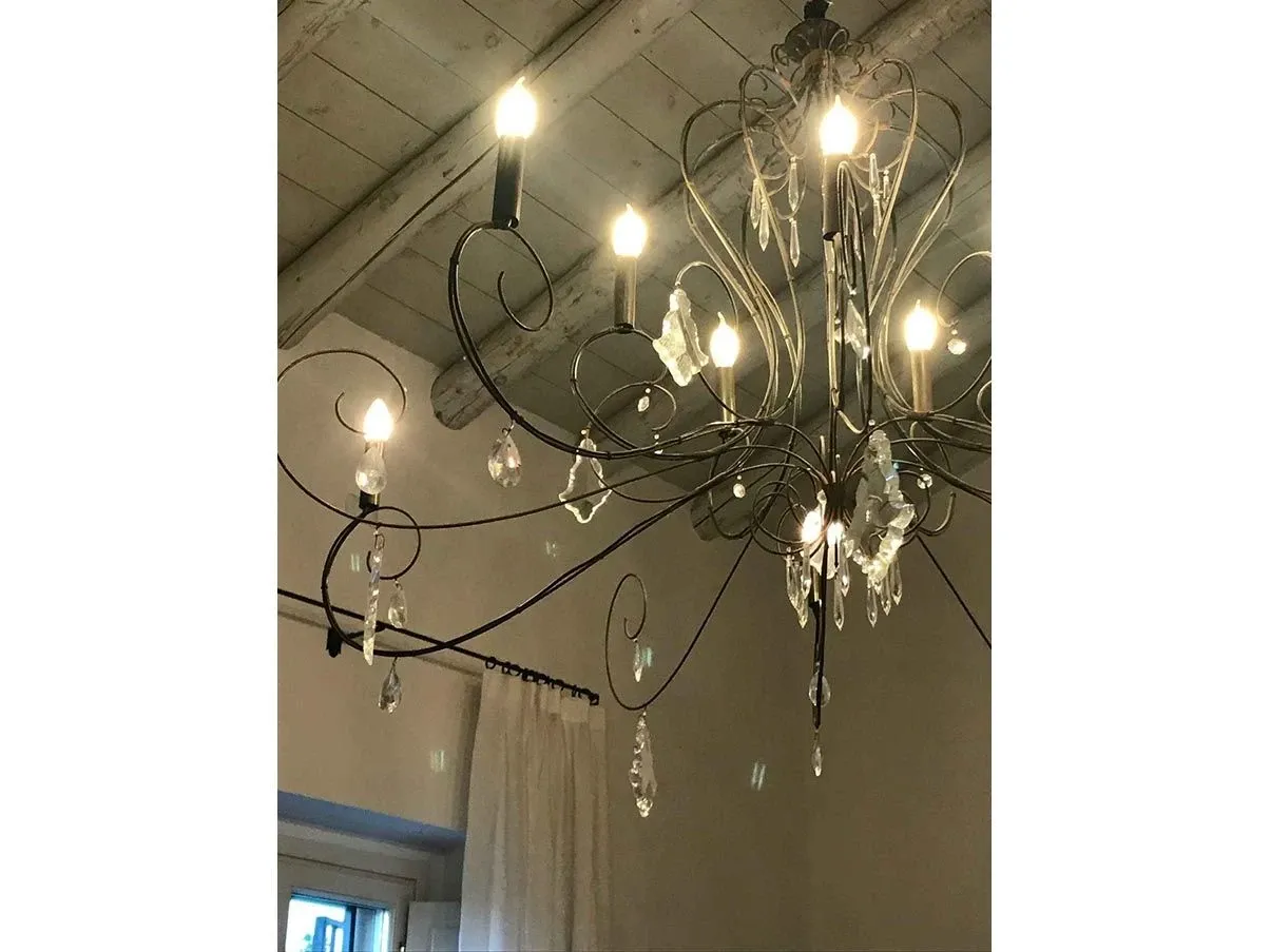 Lampadario Grande Chandelier in ferro e cristallo, Baxter 4