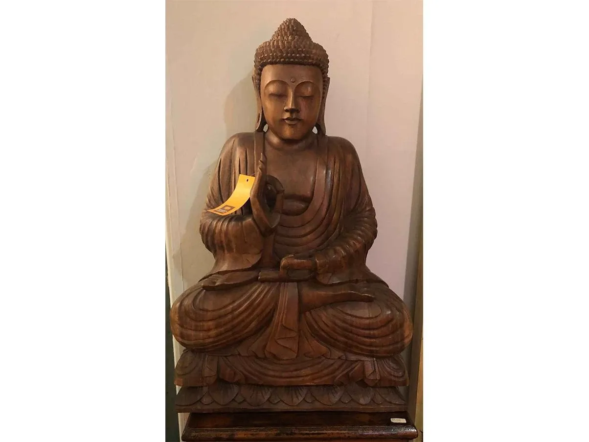 Statua Buddha seduto, La Maison Coloniale: in legno massiccio 3