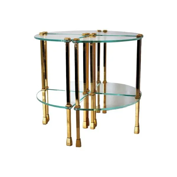 Vintage round glass and brass coffee table (1970s), image